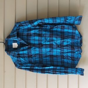 American Eagle XS blue and black plaid flannel